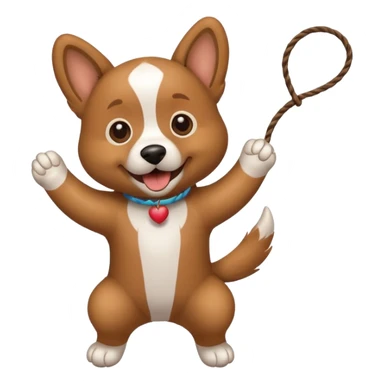 dog playing with a string toy sticker