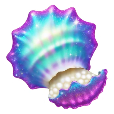 Lisa Frank sparkle open sea shell with pearl  sticker