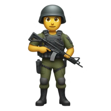 Special forces policeman in military clothing with a weapon in one hand and a shield in the other sticker