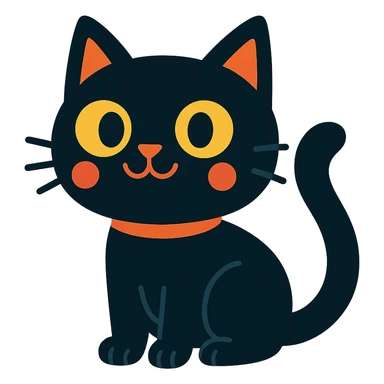 cute black cat vibrant cartoon style sticker
