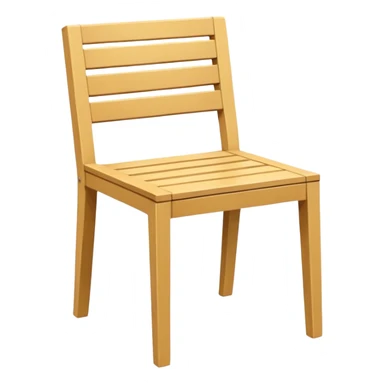 style wooden chair made of light brown wood with a yellowish tone. The design should match the reference image — modern and geometric with a solid, squared frame and slatted backrest and seat. Clean lines, minimalistic style, soft shading, and no background. sticker