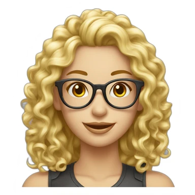 Mujer pelo largo rizado mechas rubia gafas metalicas sticker