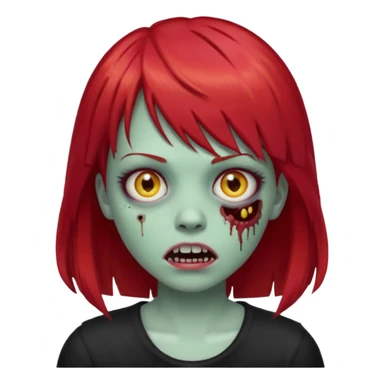 zombie girl with red hair and bangs emoji sticker