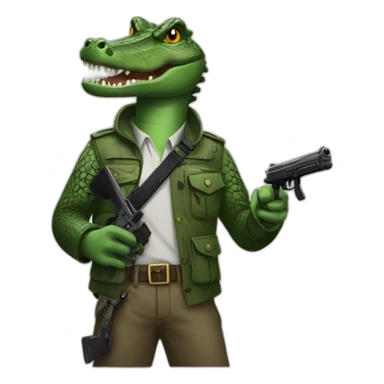 crocodile with black gun in hand sticker