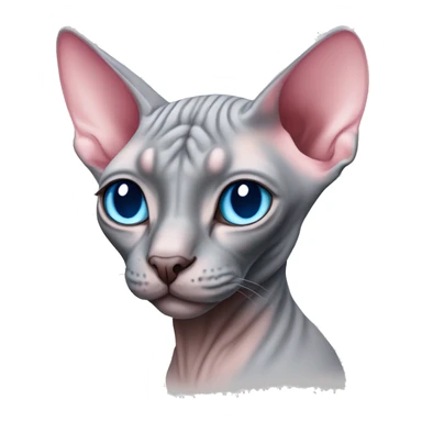 Grey and pink sphynx cat with blue eyes sticker