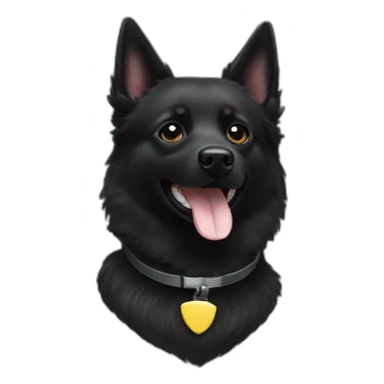 Schipperke with BMW on the neck sticker