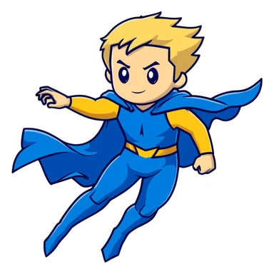 Marvel superhero Sentry with blonde hair in blue and gold costume flying with cape flowing sticker