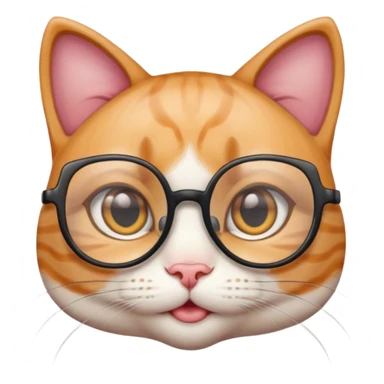 cute girl cat with big, super thin-framed glasses sticker