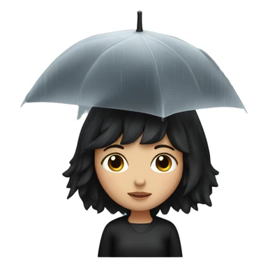 rainy girl with black hair and  black top sticker