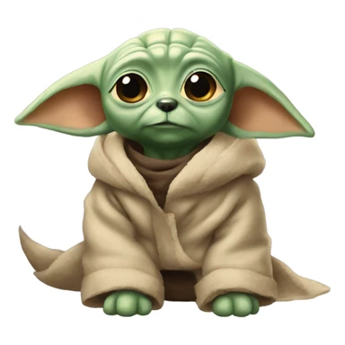 Dog with baby yoda face sticker