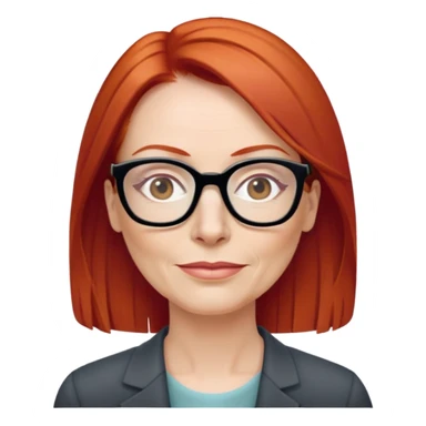 middle age Red head long straight hair pale skin wearing glasses sticker