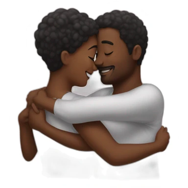two black inlove emojis hugging sticker