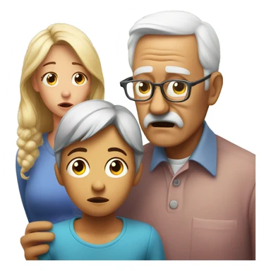 concerned family looks at grandpa  sticker