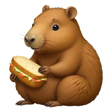 Capybara eating bread sticker