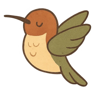 cute colibri bird in pastel warm tones, simple and elegant sticker