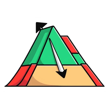 Arrow curving around an obstacle to reach target sticker