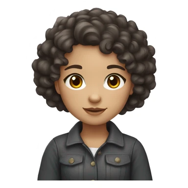 A curly dark brown hair, dark brown eyes girl with British Shorthair sticker