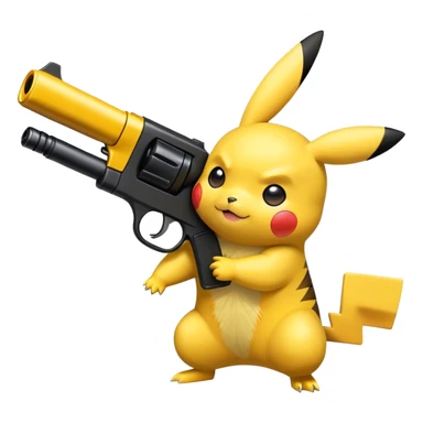 Pikachu holding a black toy gun left side view  sticker