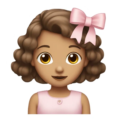 Light pink bow on a long brown haired brown eyed girl sticker