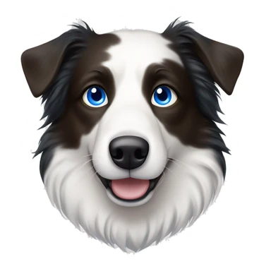 A white with black spots merel border collie with one blue eye and one brown eye ears sticking up  sticker