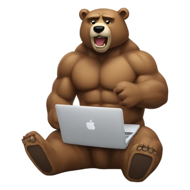 muscle bear using macbook sticker