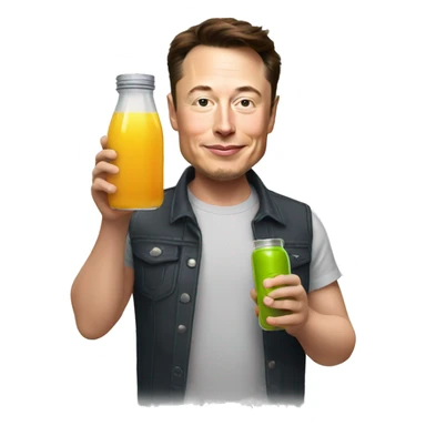 elon musk holding a jar of juice sticker
