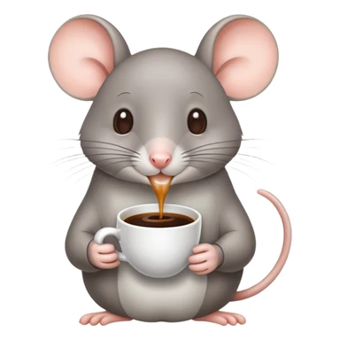 Gray Mouse who drinks coffee sticker