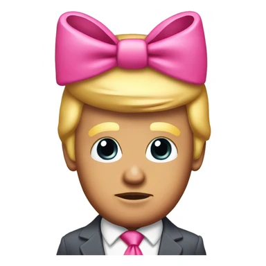 Donald trump with a pink  bow on top of his head sticker