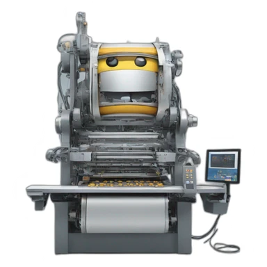 a machine creating adverts sticker