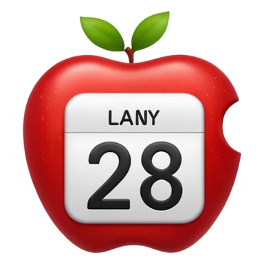 calendar with number 28, bold black numbers, apple style emoji sticker