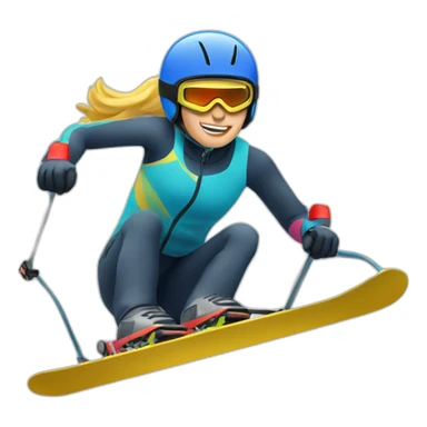 Slalom downhill skiing sticker