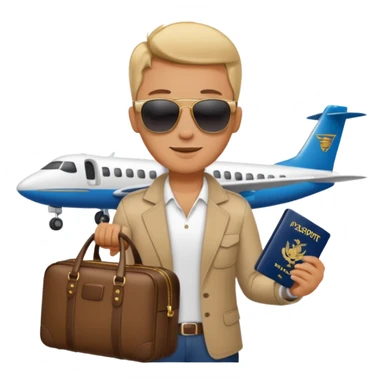 glob , travel bag , pass port, plane,  sticker