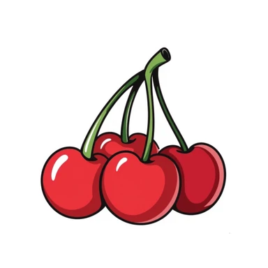 Hand-drawn cluster of red cherries with stems sticker