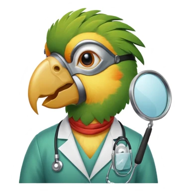 Parrot doctor with head mirror and mask.
 sticker