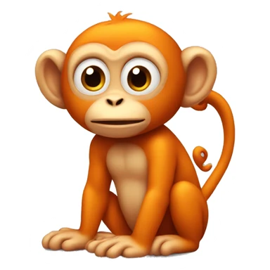 orange cute little monkey sticker