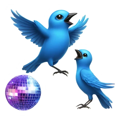 Blue birds dancing under disco ball sticker