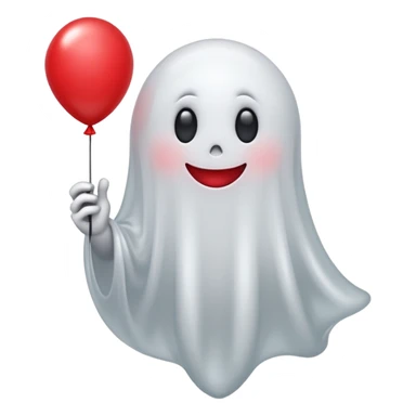 smiling ghost holding a balloon sticker