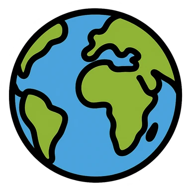 earth globe, color outline icon style sticker