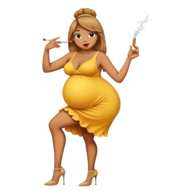 Dancing pregnant chick the animal wearing high heels and cigarette sticker