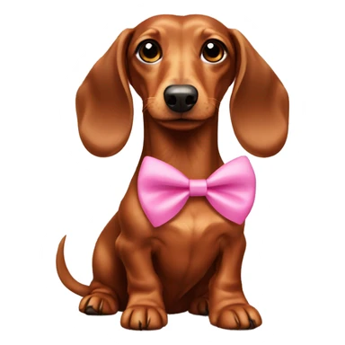 Brown long hair dachshund wearing pink bow sticker