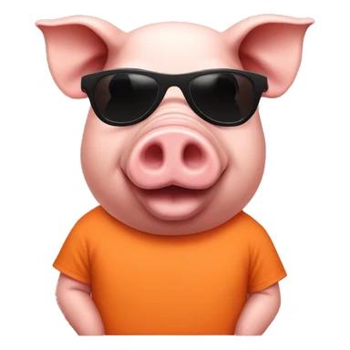 Pig with black sunglasses and orange tshirt sticker