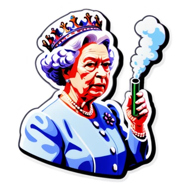 Queen of England hitting a bong sticker