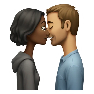 taller woman kiss man sticker