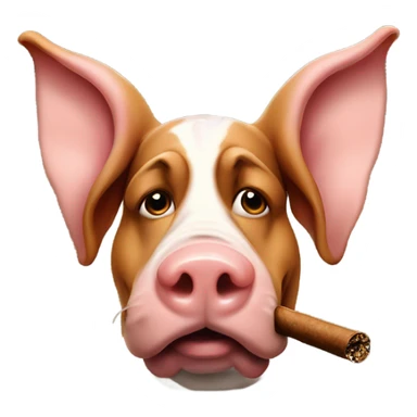 Pig with basset hound ears smoking a cigar sticker
