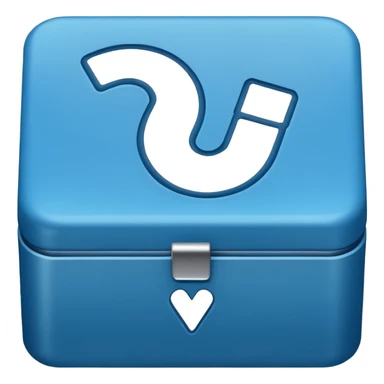 A blue box  and a white tick 2d sticker