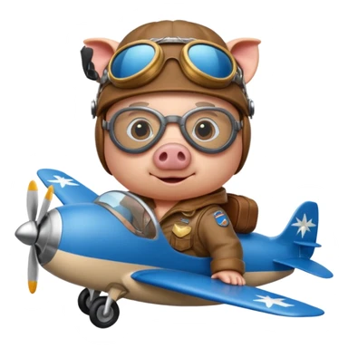 pig pilot riding blue plane sticker