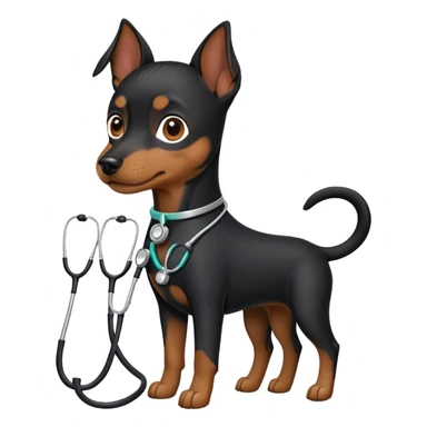 blabk pinscher mini with stethoscope
 sticker