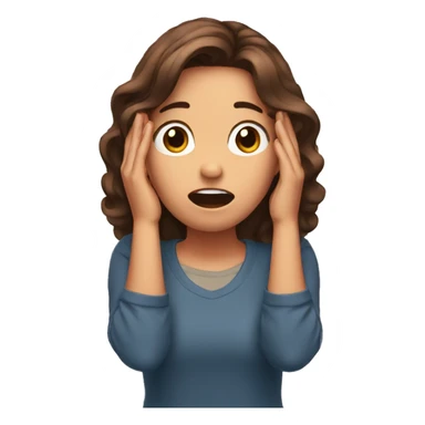 girl holding her brown hair  with both her hands in shock sticker