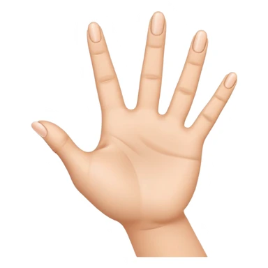 A high-quality 3D-rendered digital illustration of a hand making the YVL hand sign. The hand has a smooth, emoji-style design similar to Apple's hand emojis, with a natural skin tone. The thumb, index, and middle fingers are extended, while the ring and pinky fingers are folded down. The background is transparent or white, with no additional effects or shading. sticker