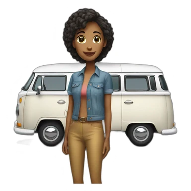 Cool woman with a Volkswagen camper van sticker
